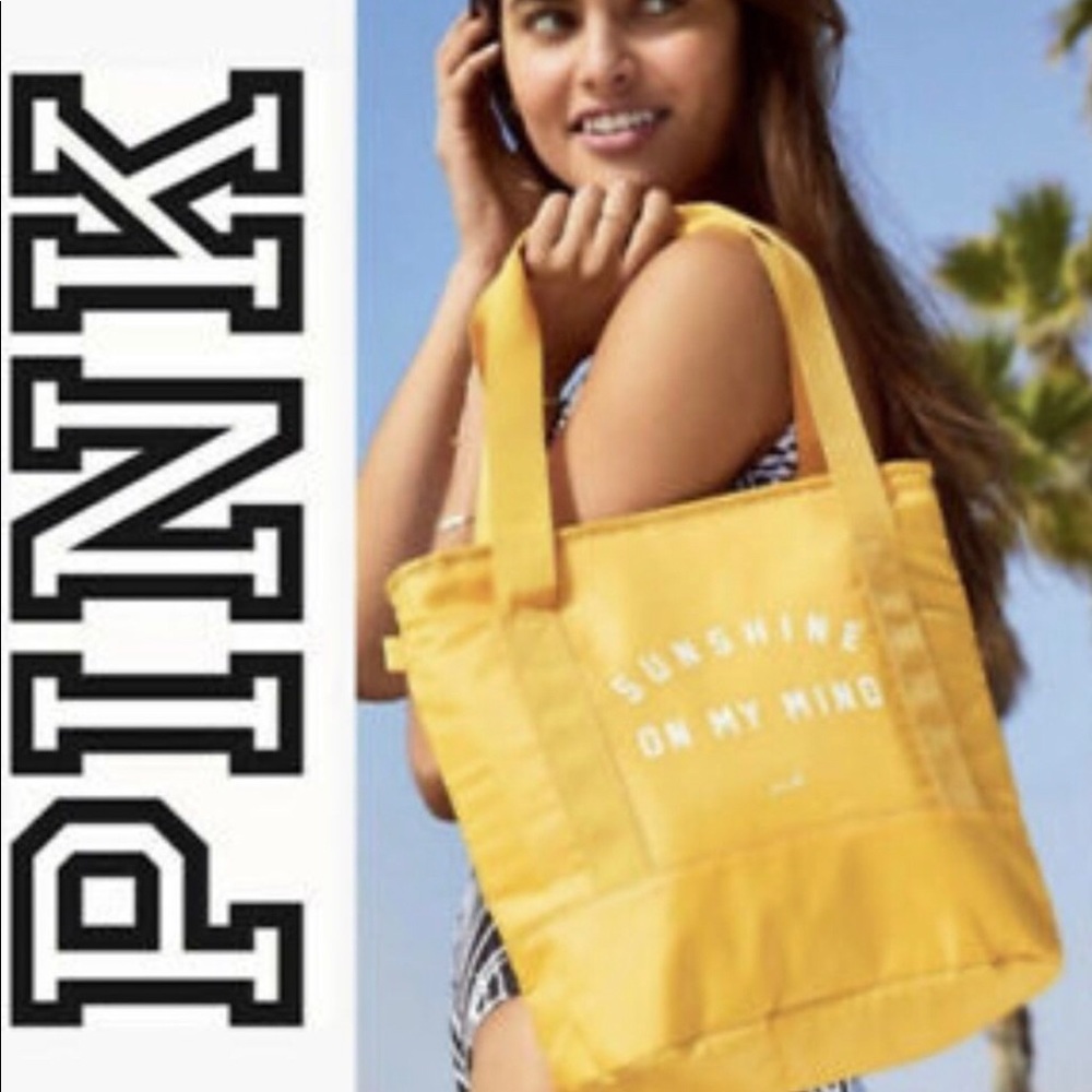 Victoria’s Secret PINK Tote Sunshine On My Mind Cooler Bag Lunch Tote Yellow